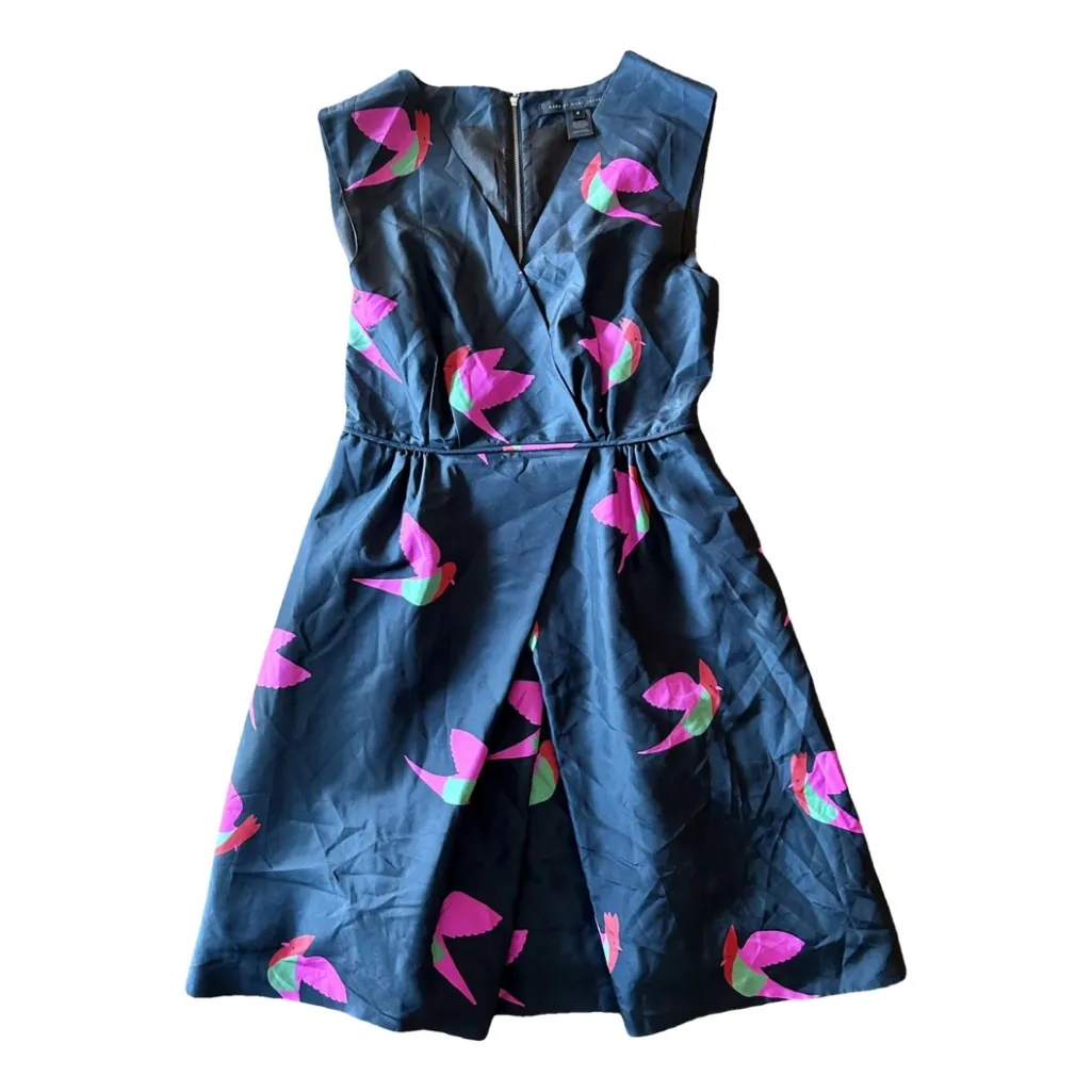 Marc By Marc Jacobs Bird Dress Navy Silk Has Pockets Luxury Designer Fashion - Image 4