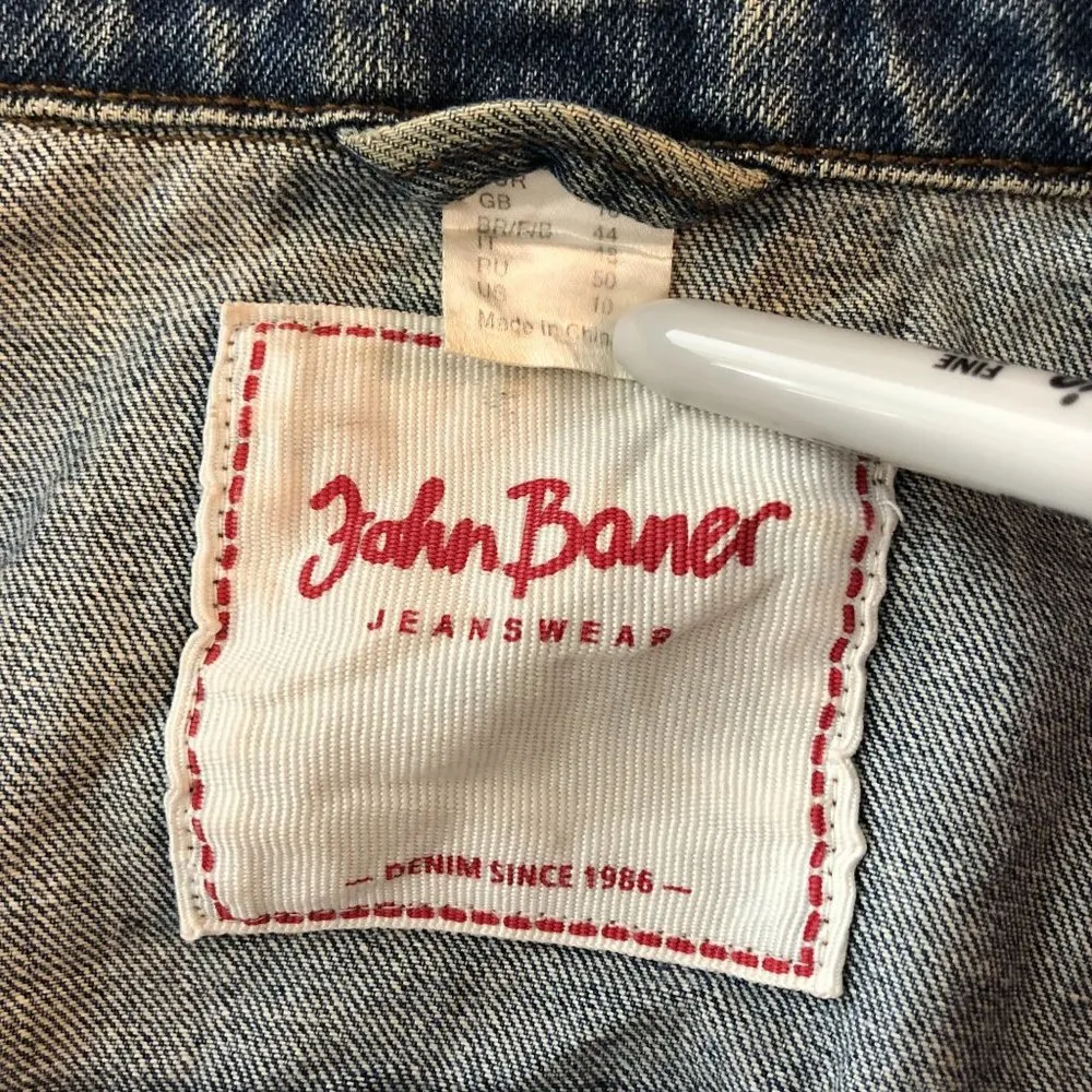 John Baner Womens Vintage Denim Jacket Cotton Fading Medium Wash Blue 10 - Image 4