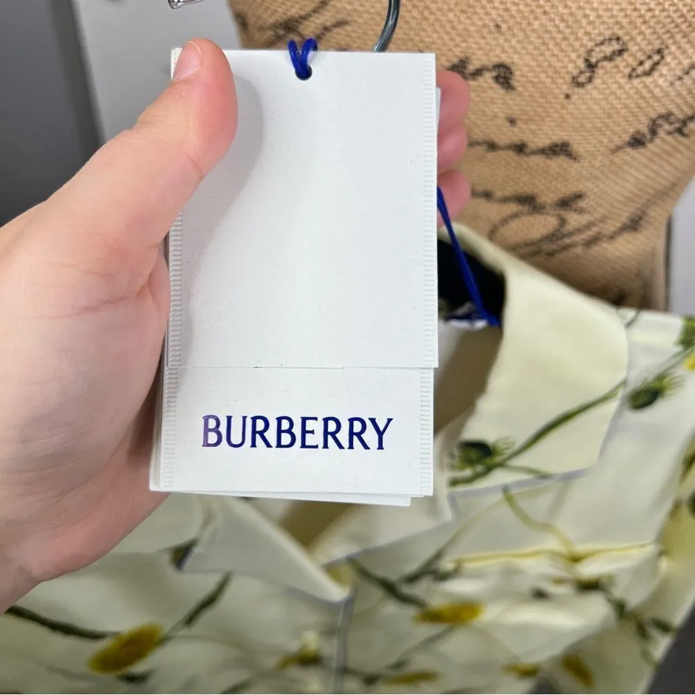 Sz 8 BURBERRY 100% Silk Floral silk poplin pajama shirt NWT $2090 MSRP - Image 9