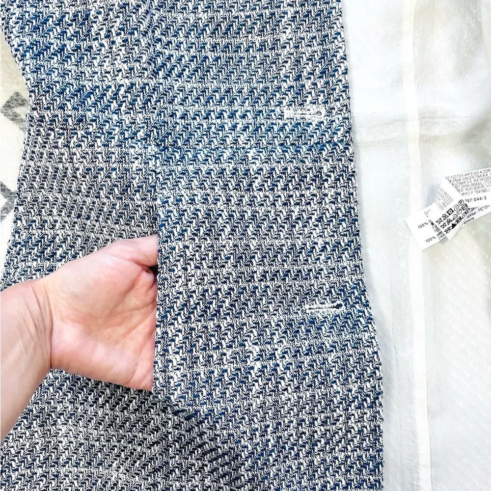 ZARA Long Structured Tweed Button Down Blazer Coat Small - Image 12