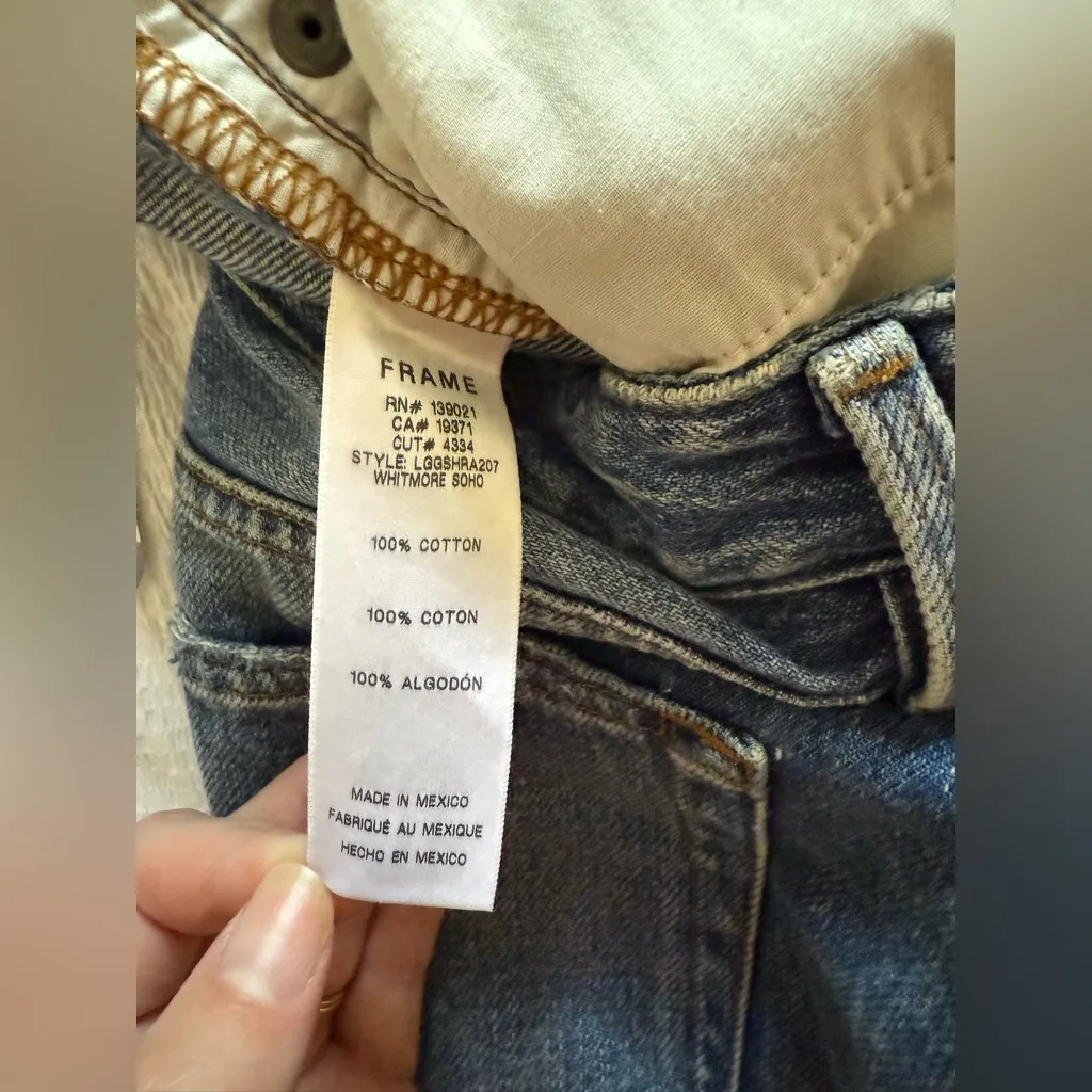 FRAME Denim Le Grand Garcon Short Denim Distressed Whitmore Soho Wash Size 29 - Image 7