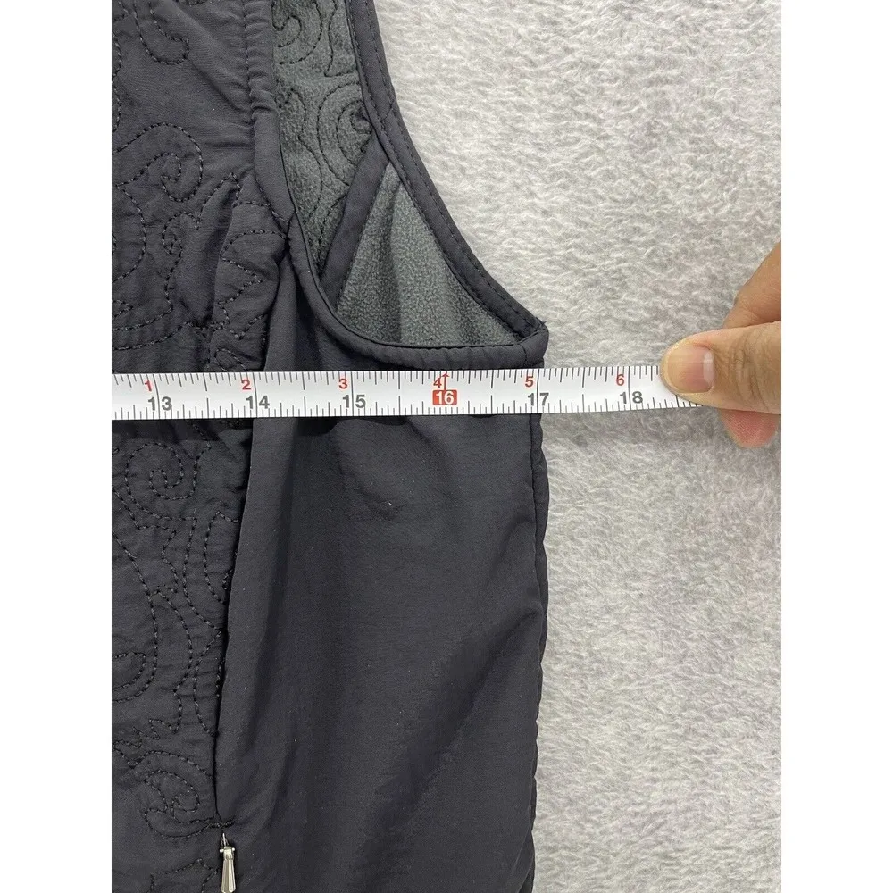 Lucy Women's Vest Black Quilted Full Zip Size Small Lined Fleece - Image 6