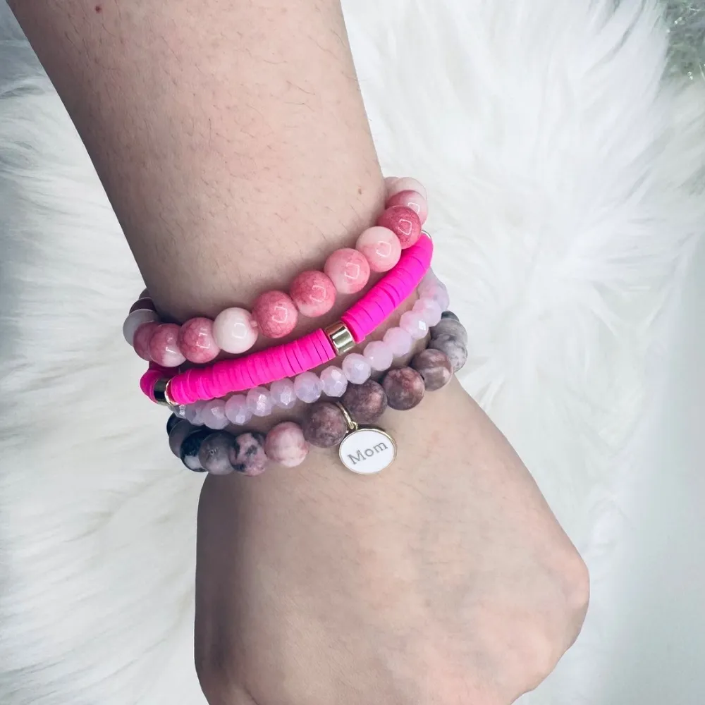 Pink theme Mom Arm Candy Beaded Bracelet - Image 2