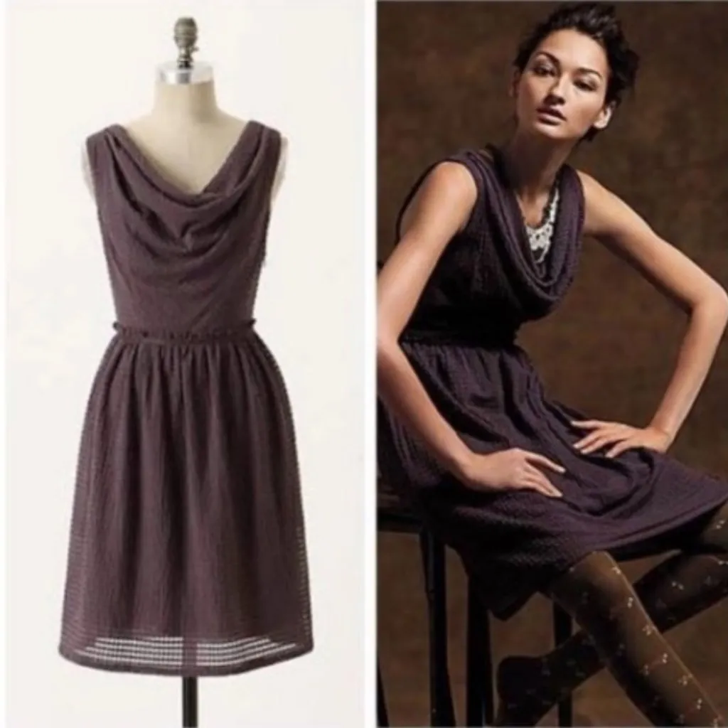 Ric Rac Anthropologie Purple Waffle Textured Dress Stretch Sleeveless Small - Image 2