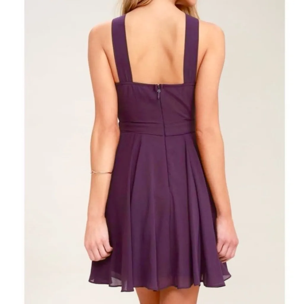 Lulus Forevermore Dusty Purple Halter Sleeveless Skater‎ Dress SMALL - Image 5