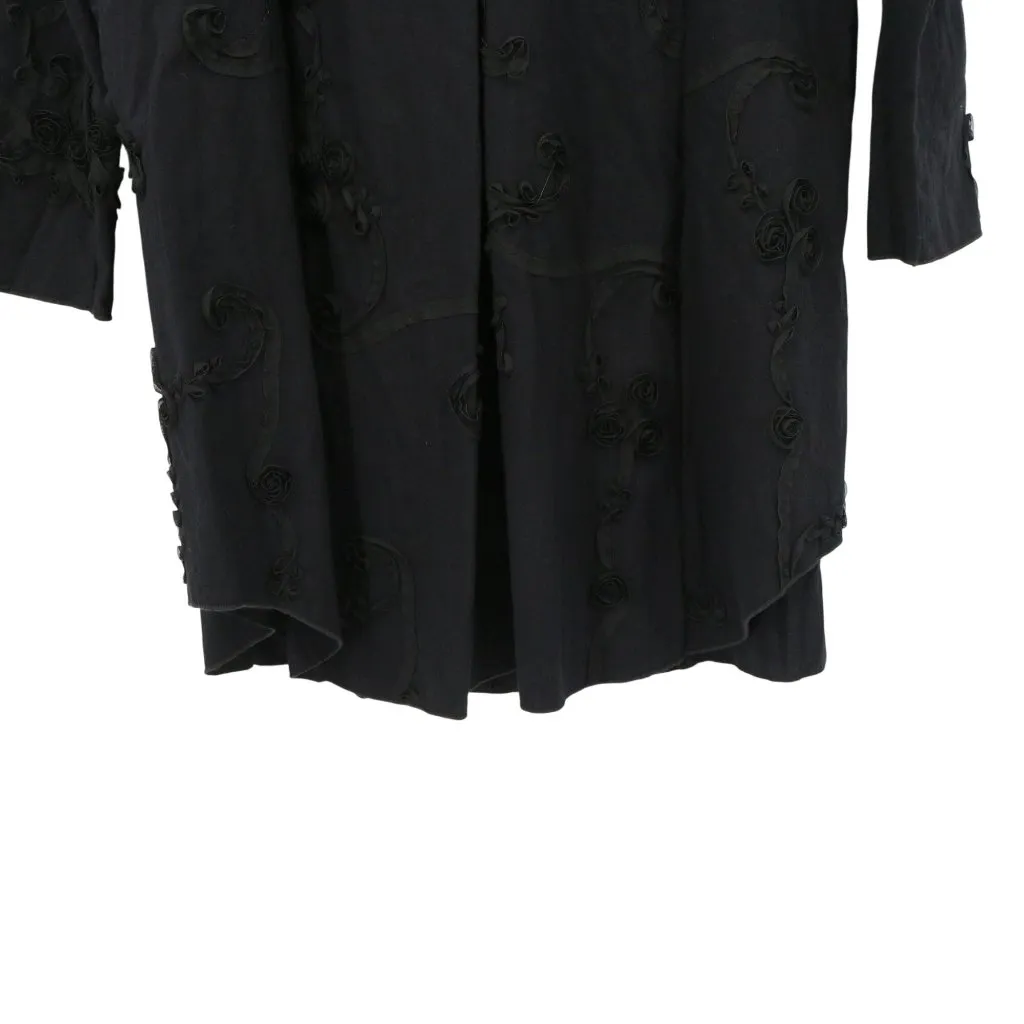 Noblu Black Ribbon Rosette Textured Long Sleeve Tunic Jacket M Size M - Image 7