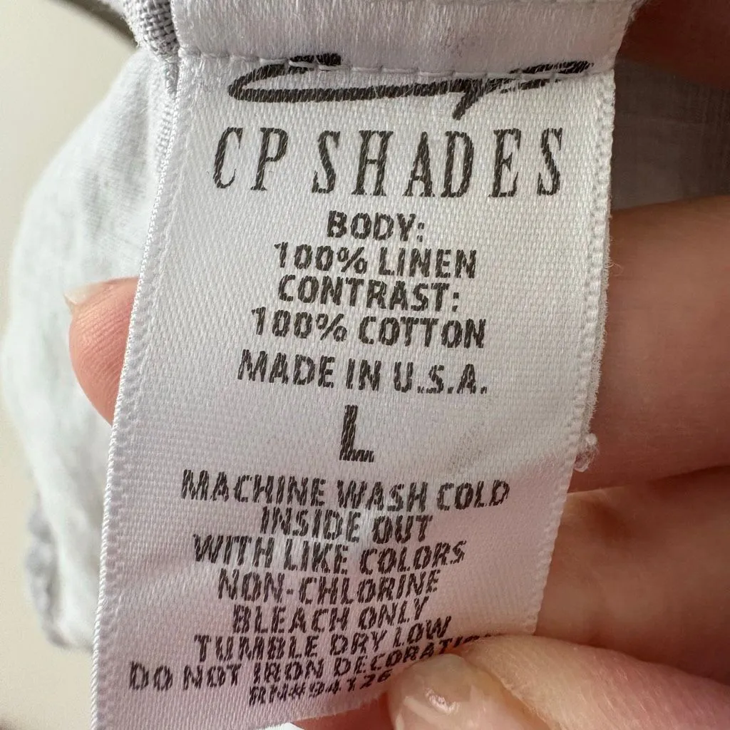 CP Shades Linen Tunic Dress Short Sleeve Lagenlook Mixed Media Gray Womens L - Image 6