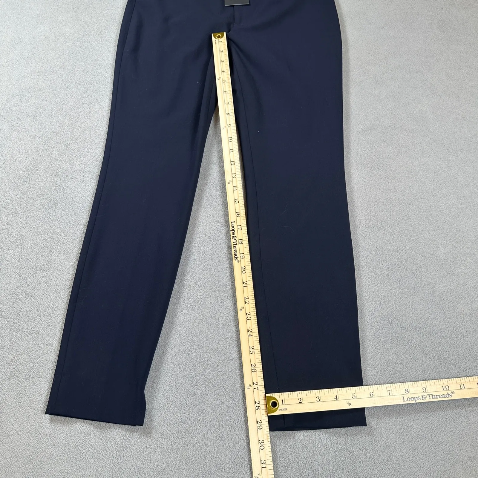 ZARA Woman Dress Pants 8 Navy Blue Straight Leg Slim Fit Tailored Office NWT - Image 4