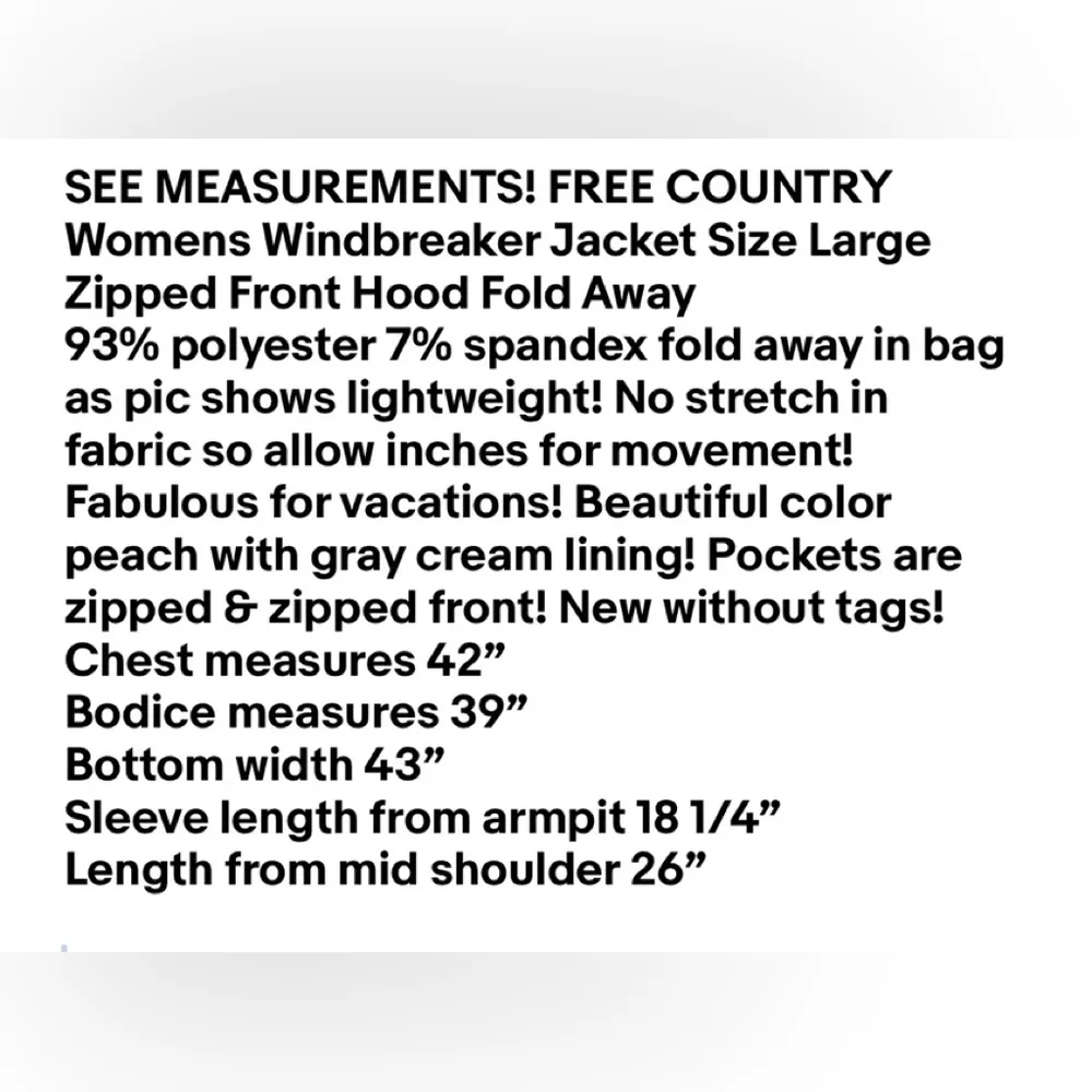 FREE COUNTRY Womens Windbreaker Jacket Size Large Zipped Front Hood Fold Away - Image 11