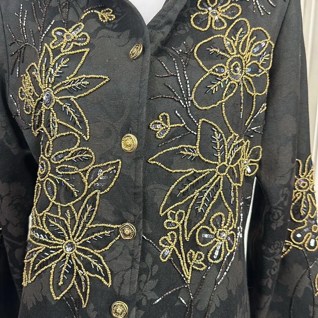 Vintage Draper’s & Damon’s Women’s Jacquard Classic Embellished Blazer Size M - Image 4