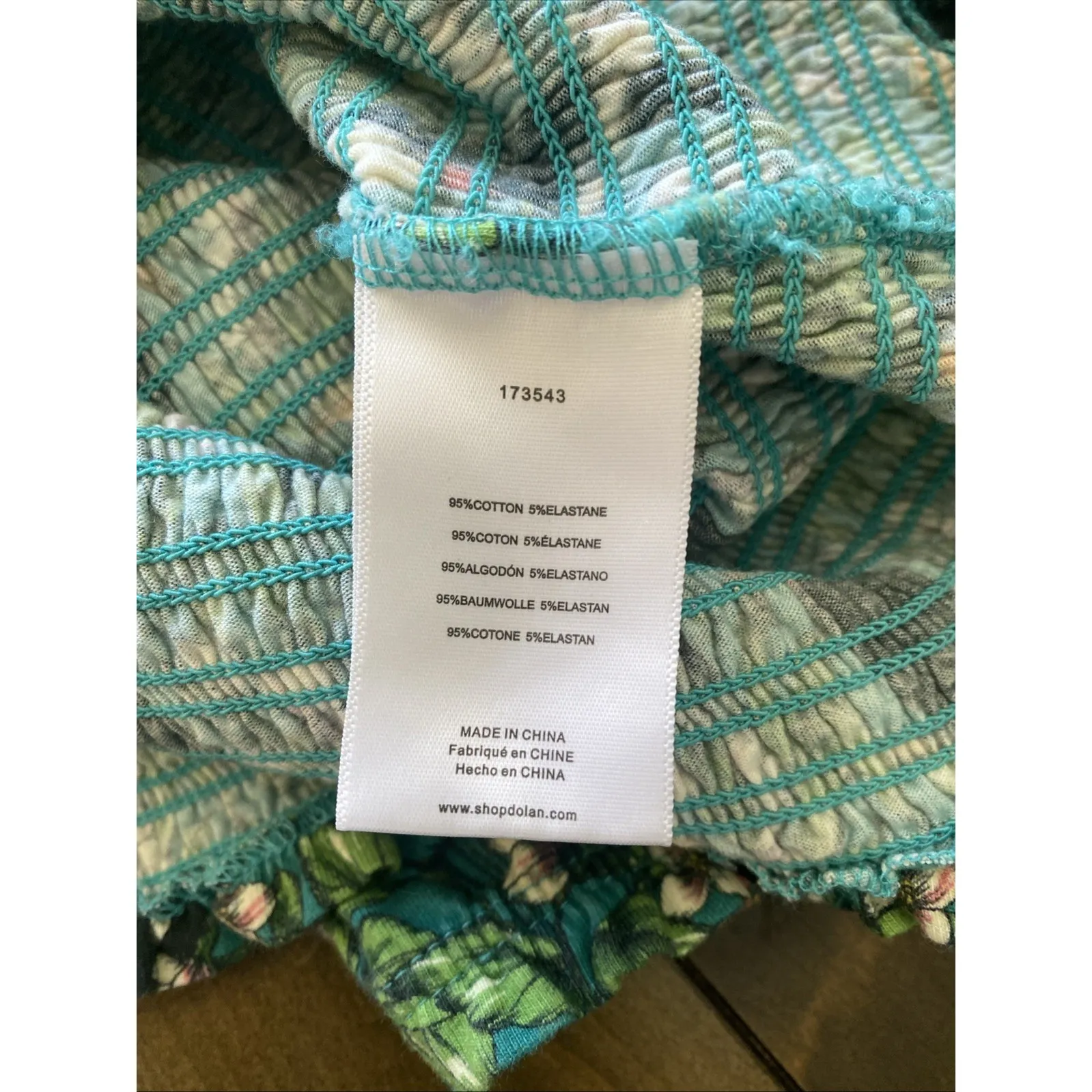 Dolan Womens Large Toucan Smocked Top Resort Euro Resort Tropical Vacation Green - Image 4