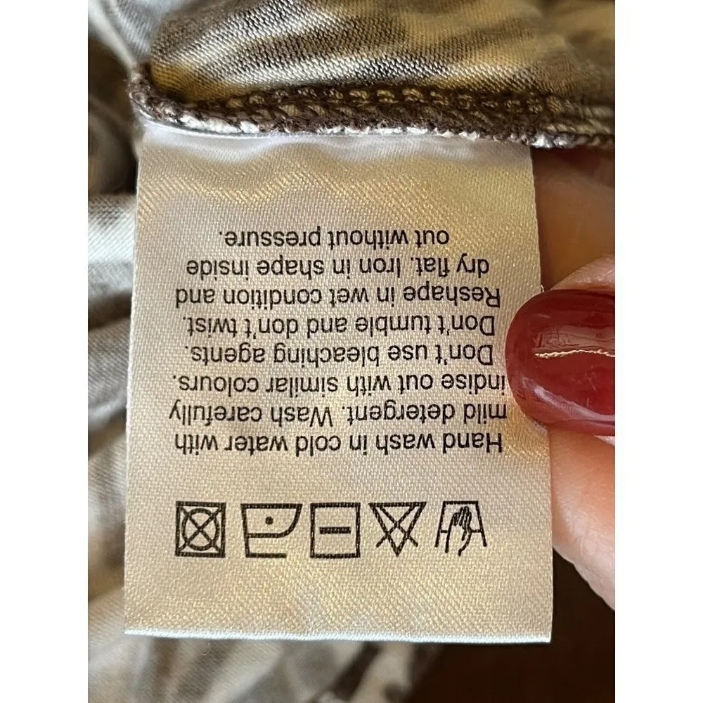 Krimson Klover‎ Brown And Ivory Geometric Print Jersey Knit Midi Skirt M Size M - Image 6