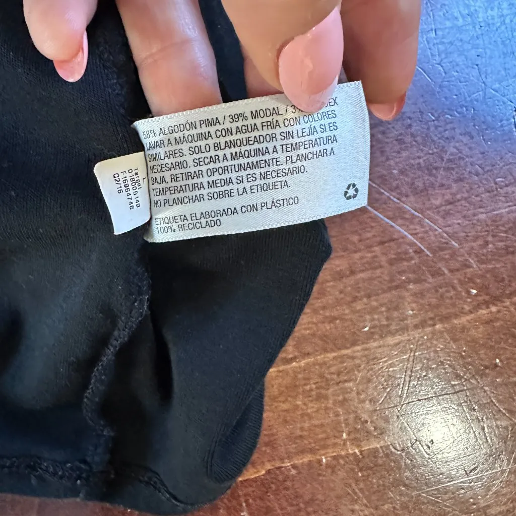 MERONA The Ultimate Tee Shirt T Shirt V Neck Top Size Large Black - Image 8