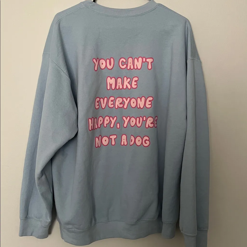 Light Blue‎ Sweatshirt with Pink Smiley and Paw Print Size XL - Image 2