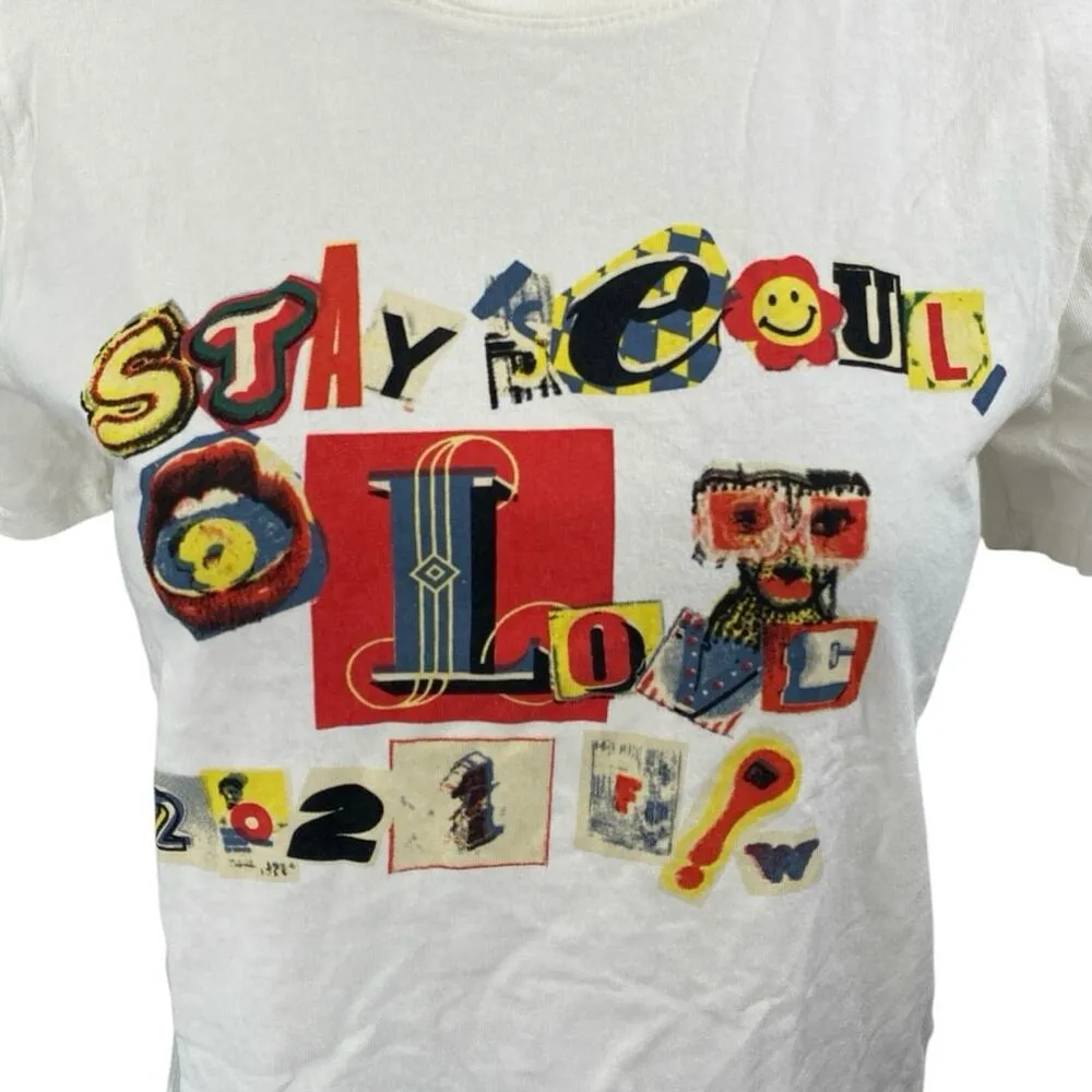 Bingo Women's White Multicolor Crewneck Short Sleeve Graphic Tee T shirt Top S - Image 3