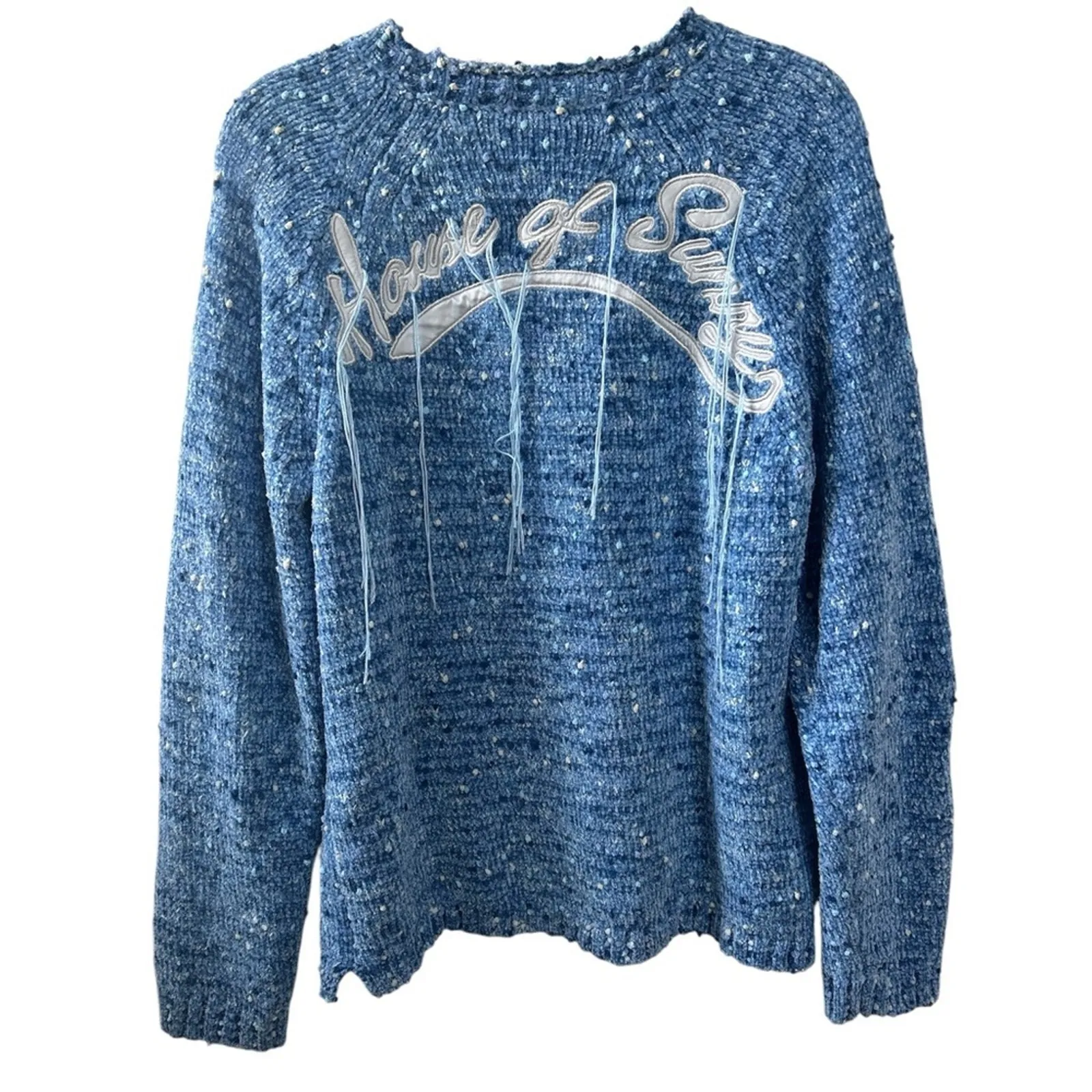 House of Sunny Kurt Chenille Sweater in Blue Size Medium Gently Used Streetwear - Image 3