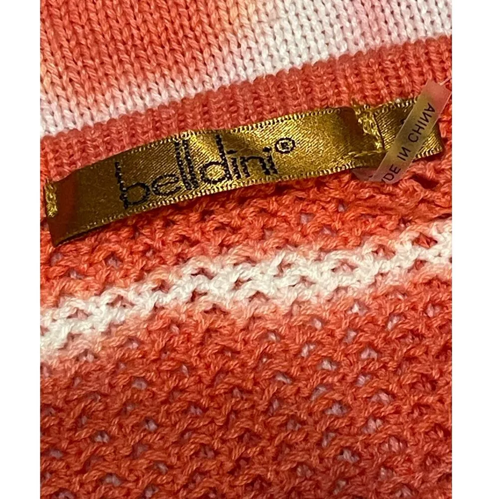 Belldini NEW Size Large New Coral and White Tie Dye Open Knit Pullover Sweater Orange - Image 5
