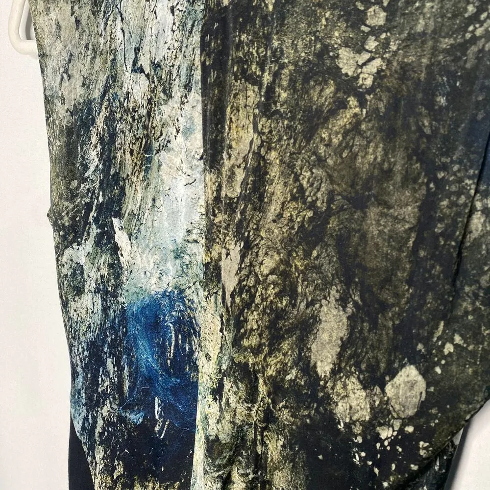 Sleeveless Draped V-Neck Marble Tank Top Silk Blouse Size XS Pleated - Image 8