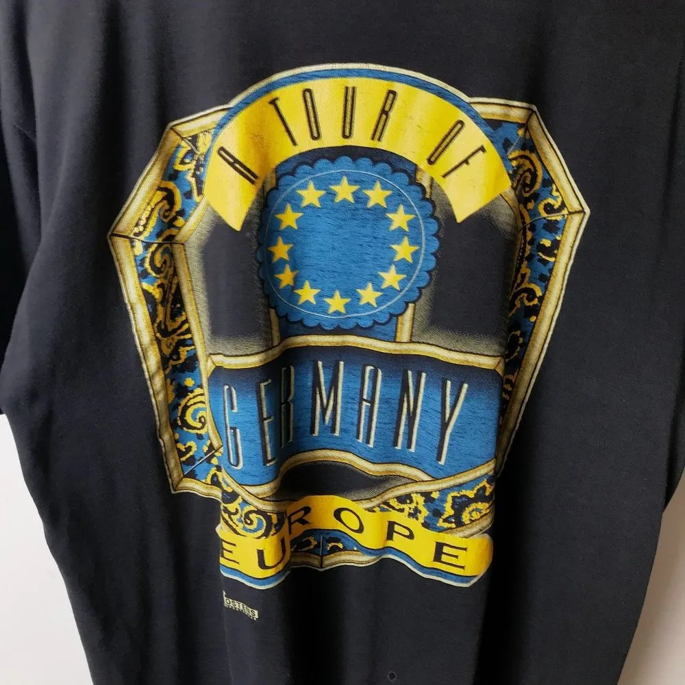 Urban Outfitters A Tour of Germany Europe T Shirt Vintage 90s Black Medium M USA Graphic Tee Logo - Image 4