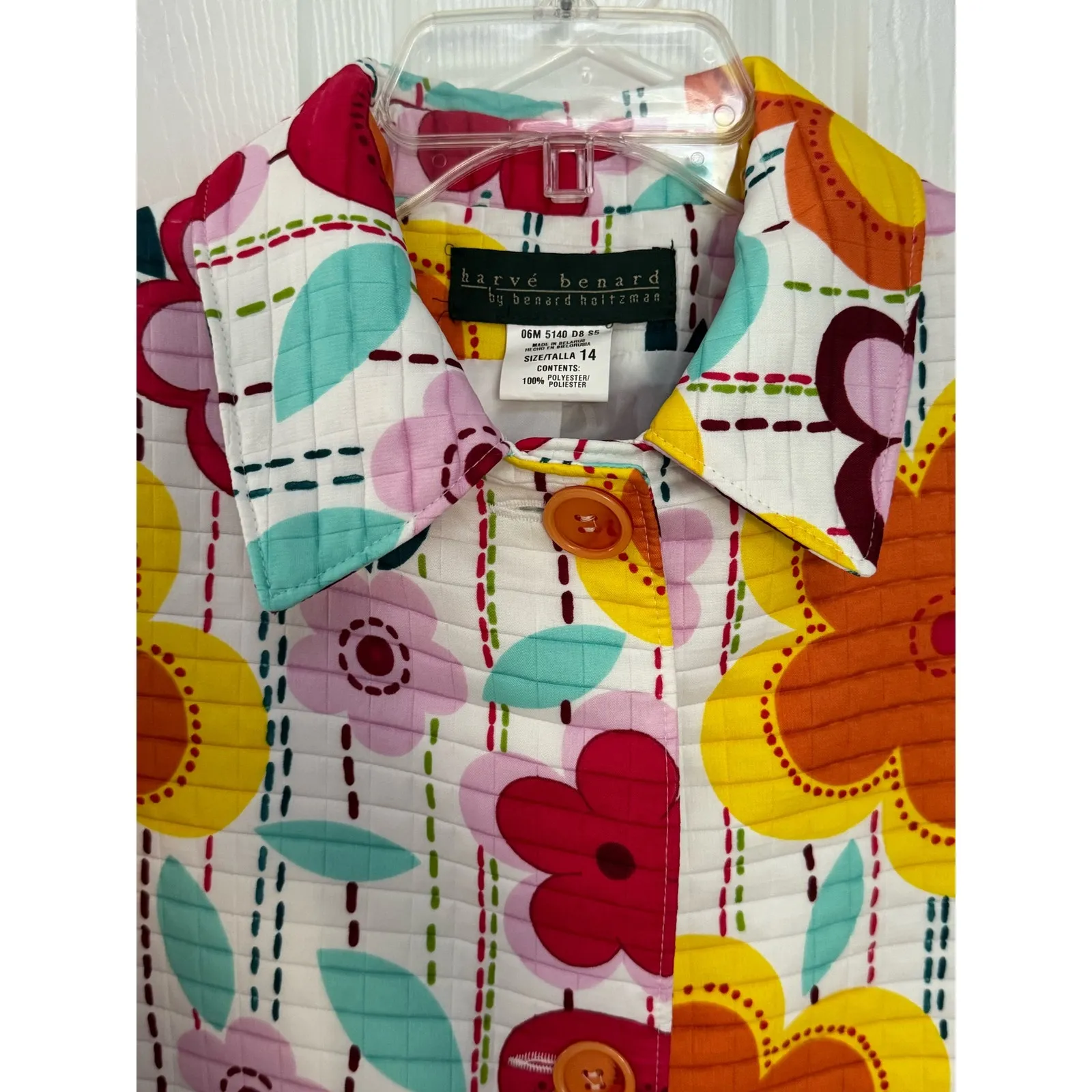 NWT Y2K Harvé Benard Floral Raincoat Size 14 – Retro Mod Flower Print vintage - Image 4