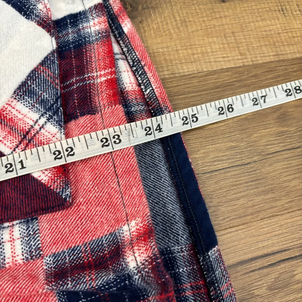 Vermont Flannel Co Jacket Patchwork Plaid Shacket Zip Front USA Red - Image 7