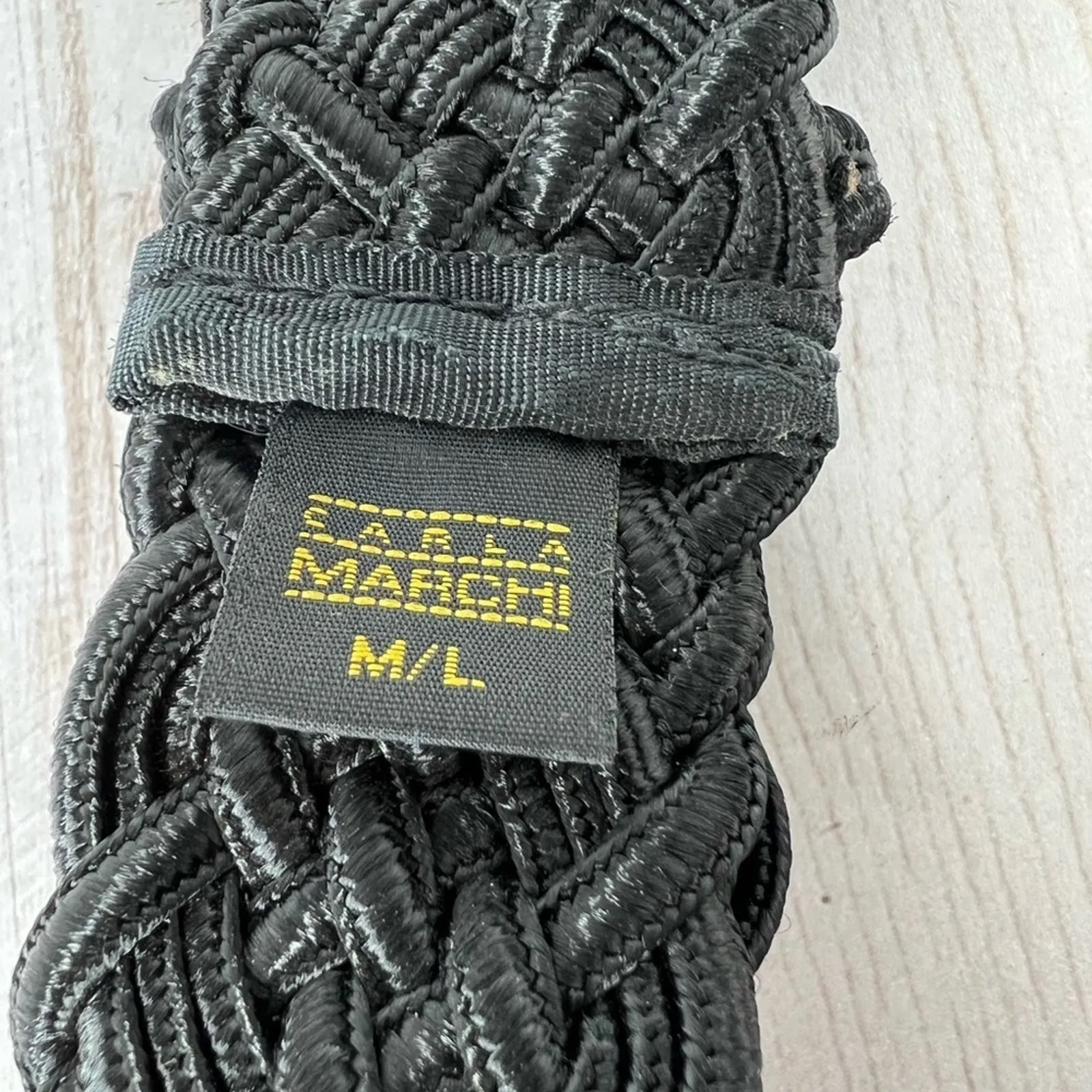 Carla Marchi belt women's M/L woven braided adjustable black rayon Size L - Image 7
