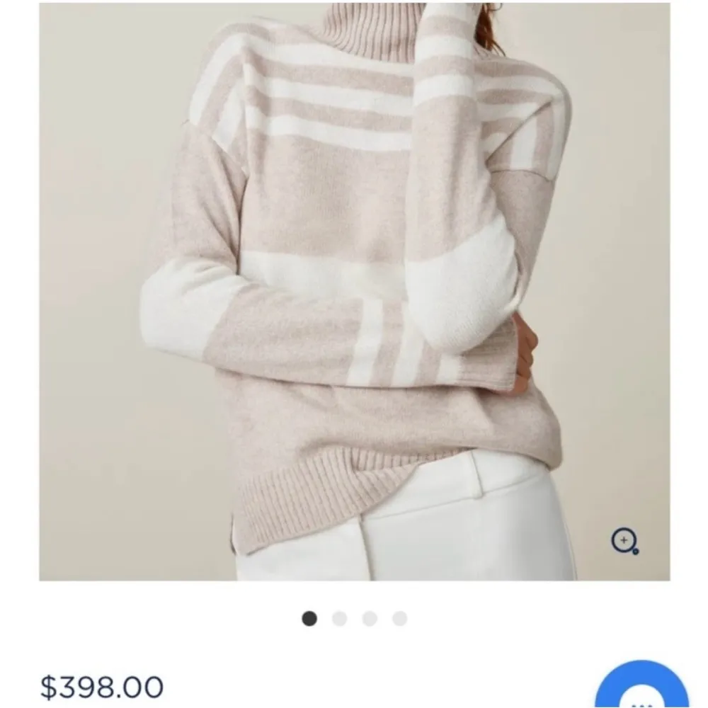 J. McLaughlin 100% cashmere cream tan turtleneck sweater NWT - Image 2