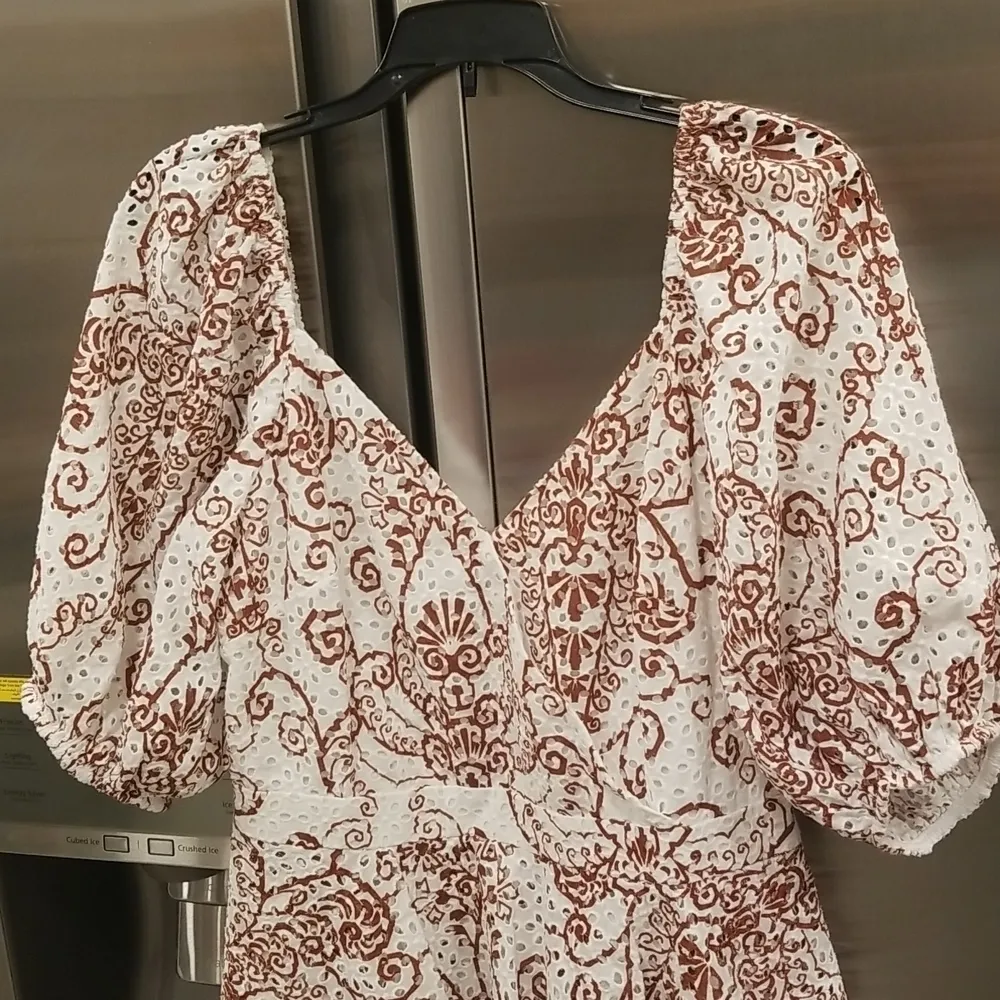 💕TED BAKER💕 Elizaaa Broderie Mini Dress With Puff Sleeves Print 8-10 US NWT - Image 14