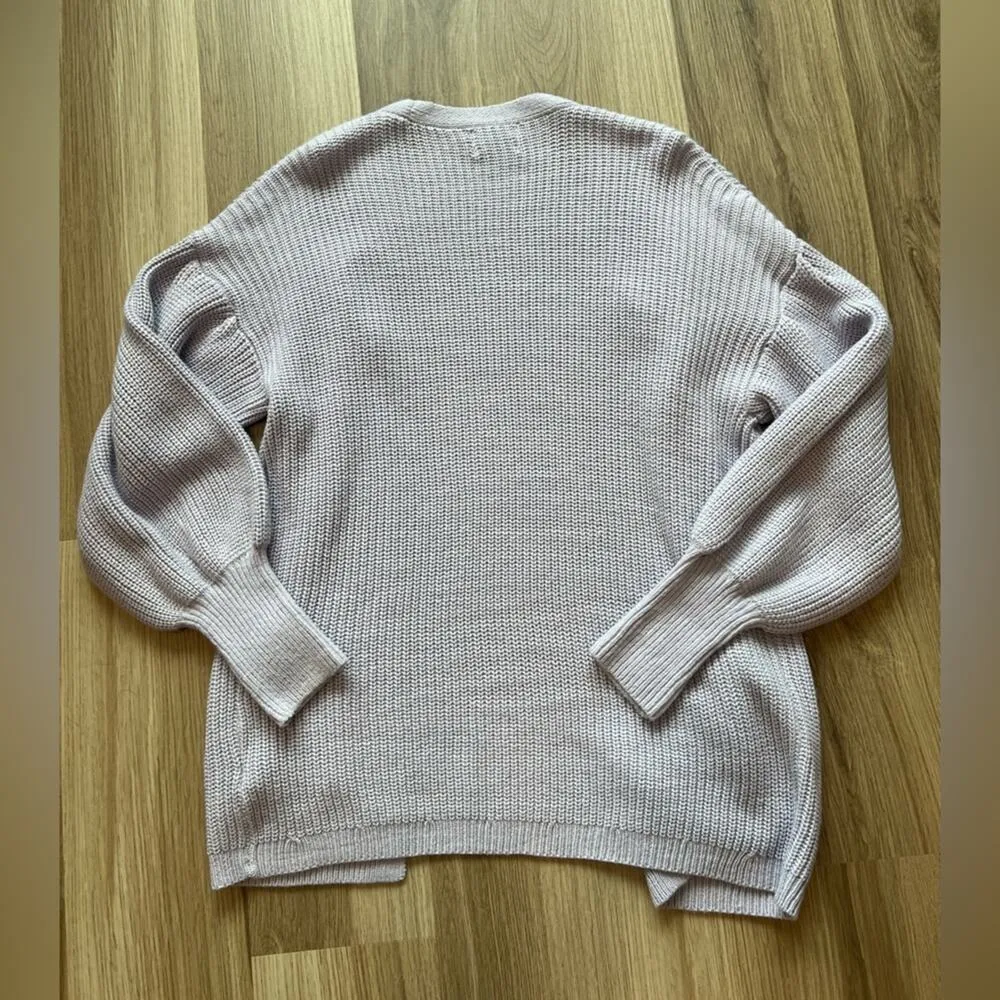 Women’s Lush Lavender/Light Purple Cardigan, Size Small Oversized Balloon Sleeve - Image 2