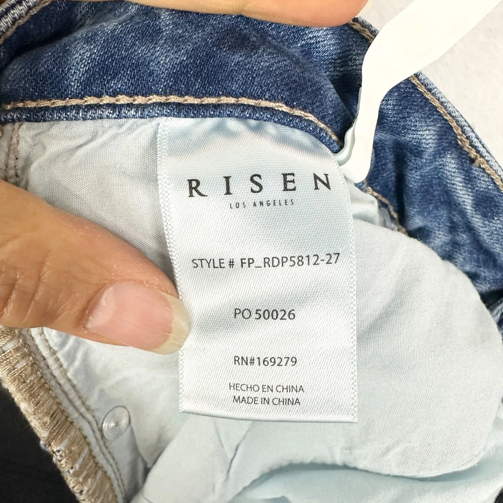 Freckled Poppy X Risen Jeans High Rise Flare Leg Crop Jeans Size 15/32 NWT Light Blue - Image 6