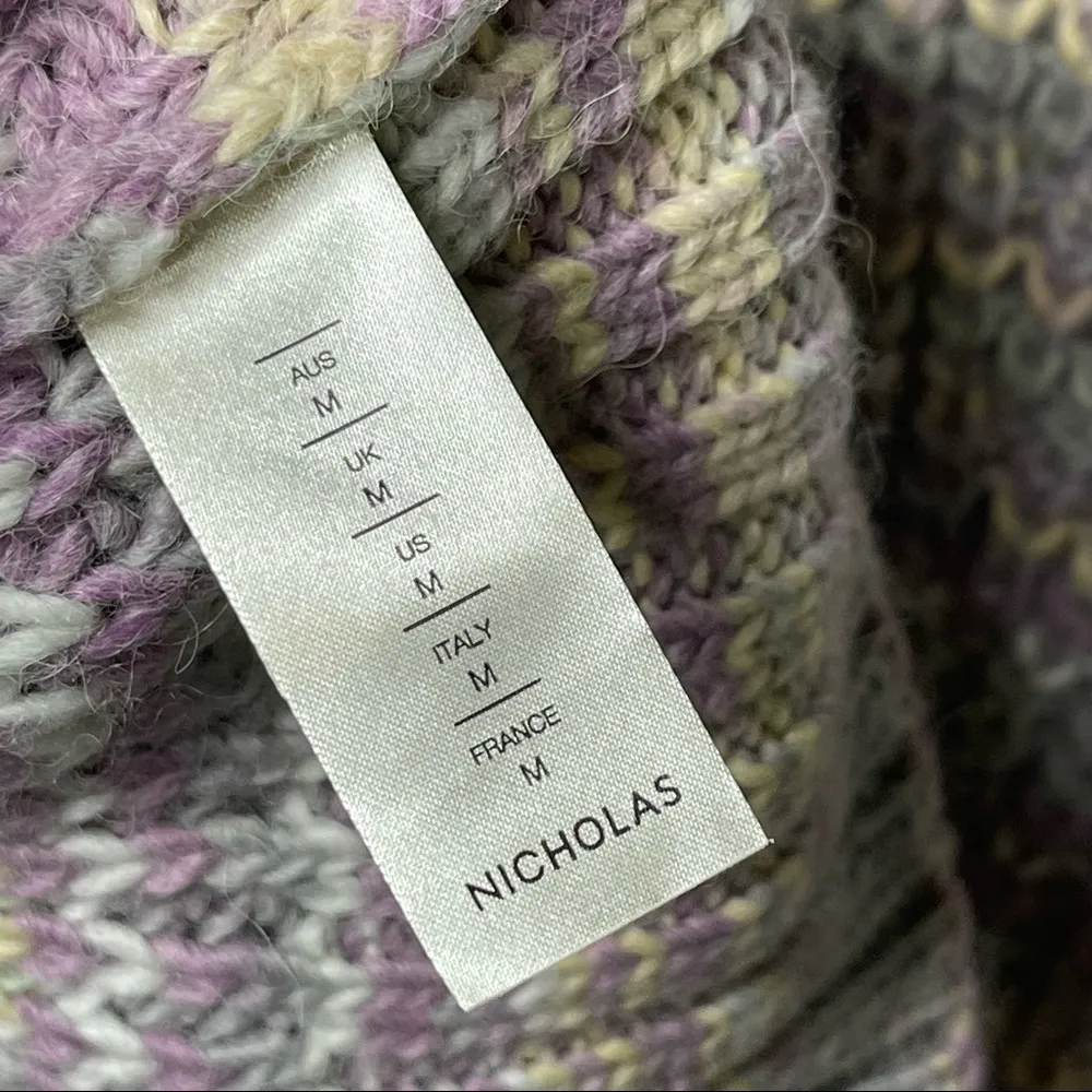 New NICHOLAS Maliya Space Dyed Multi grey Sweater sz M Purple Size M - Image 6