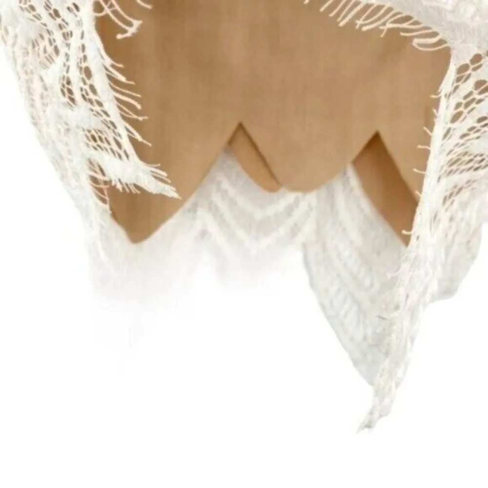 Women’s Ivory Floral Mesh Lace Overlay Mini Skirt Coquette White - Image 10