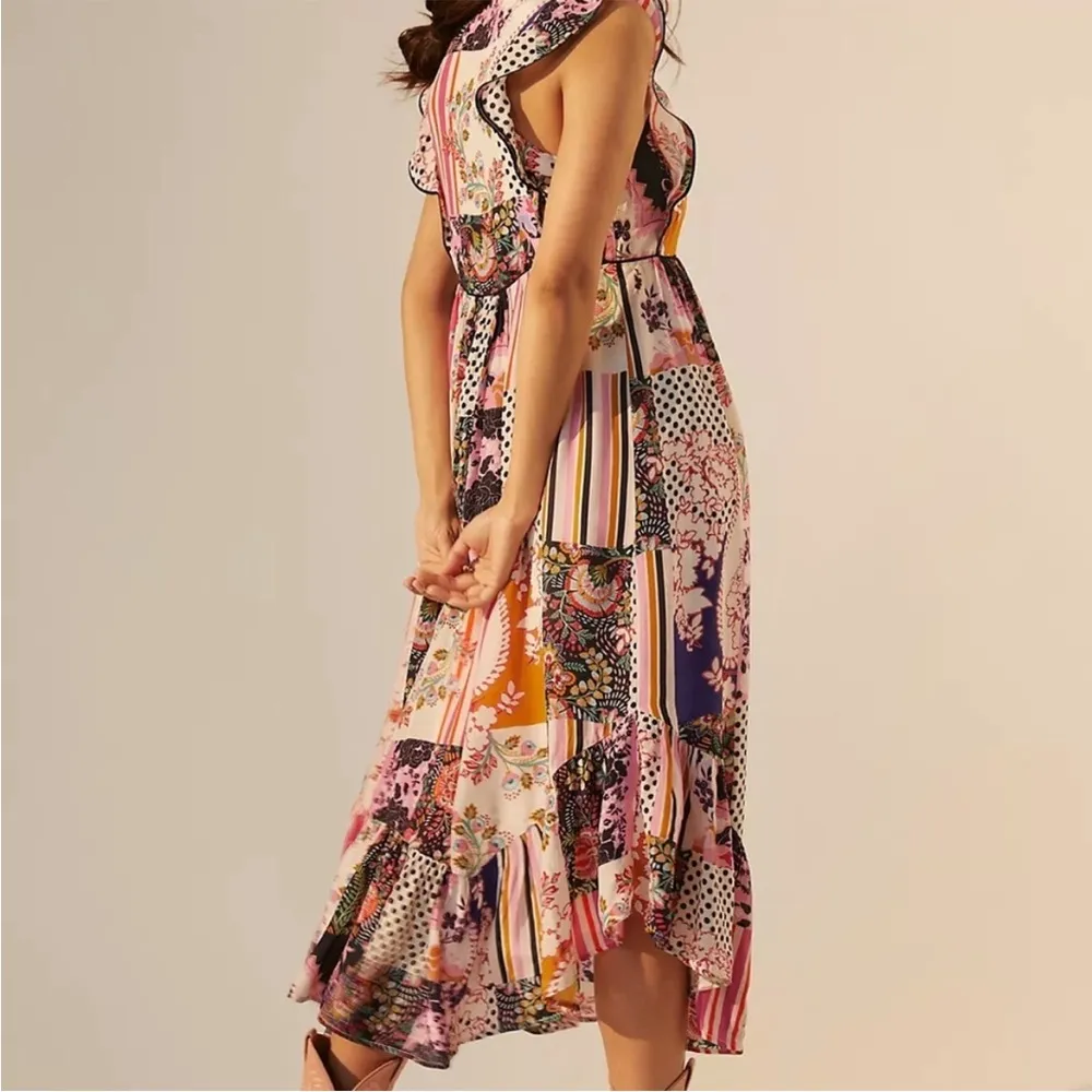 Anthropologie Ruffled Patchwork Midi Dress - Image 3