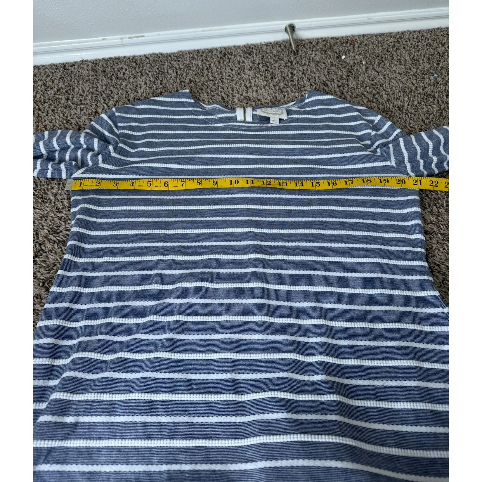 Sail to Sable Blue White Striped Long Sleeve Dress Sz L Nautical Beachy Coastal - Image 7