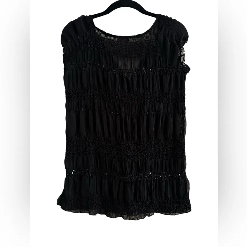 Julie’s Closet Babydoll Top Black Smocked Sequin Y2K Goth WhimsiGoth Size Small - Image 6