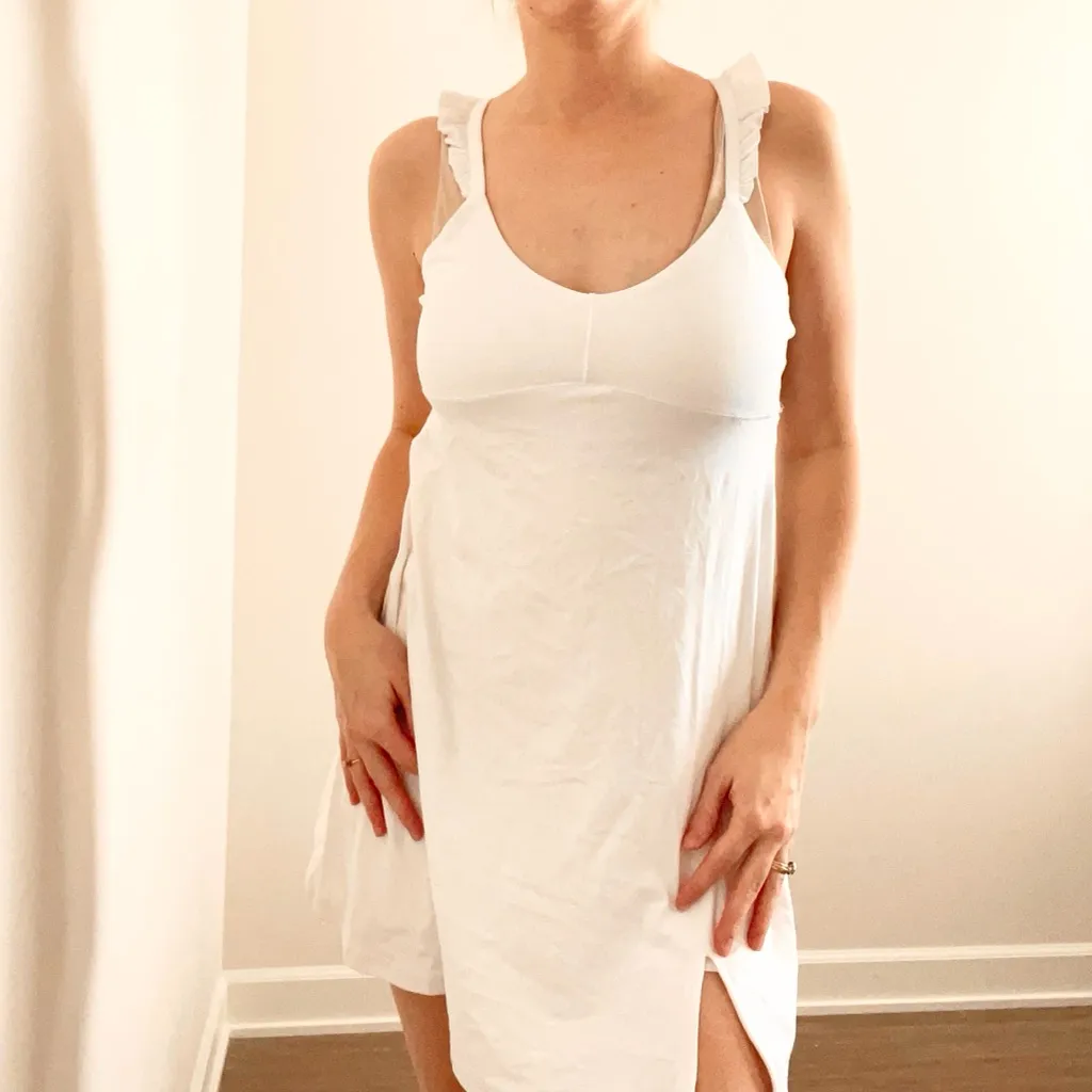 Aerie White Ruffle Strap Athletic Mini Dress - Image 3