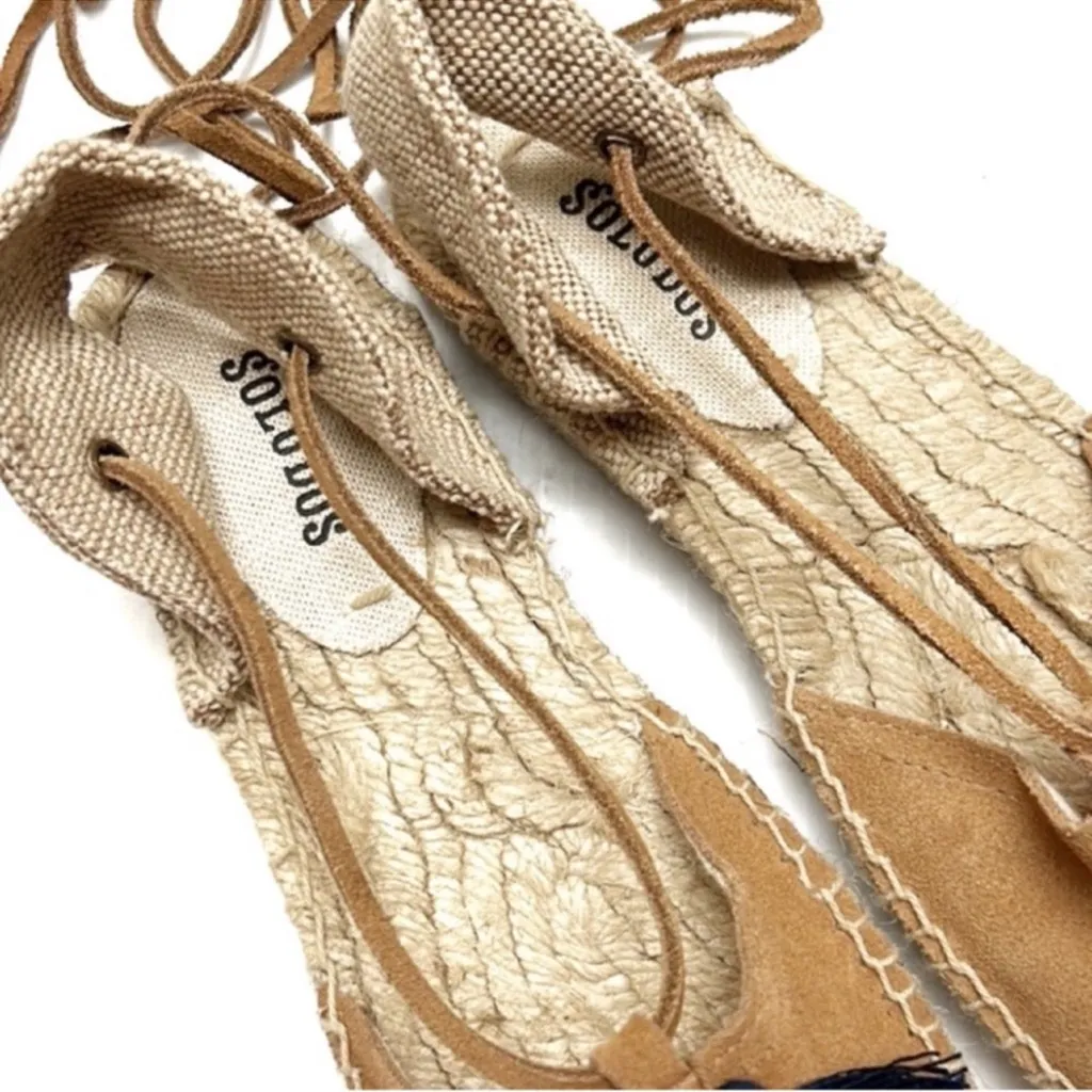 Soludos  ankle wrap suede tassel espadrilles size 7 EUC - Image 6