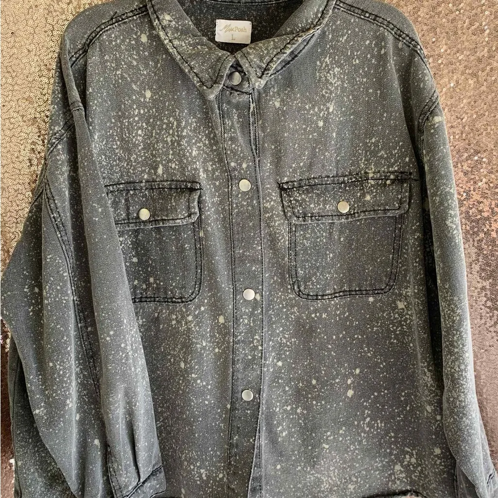 👅 The Rolling Stones 👅 Bleached Grey Shackett with Red Fringe - Size Large - Image 2