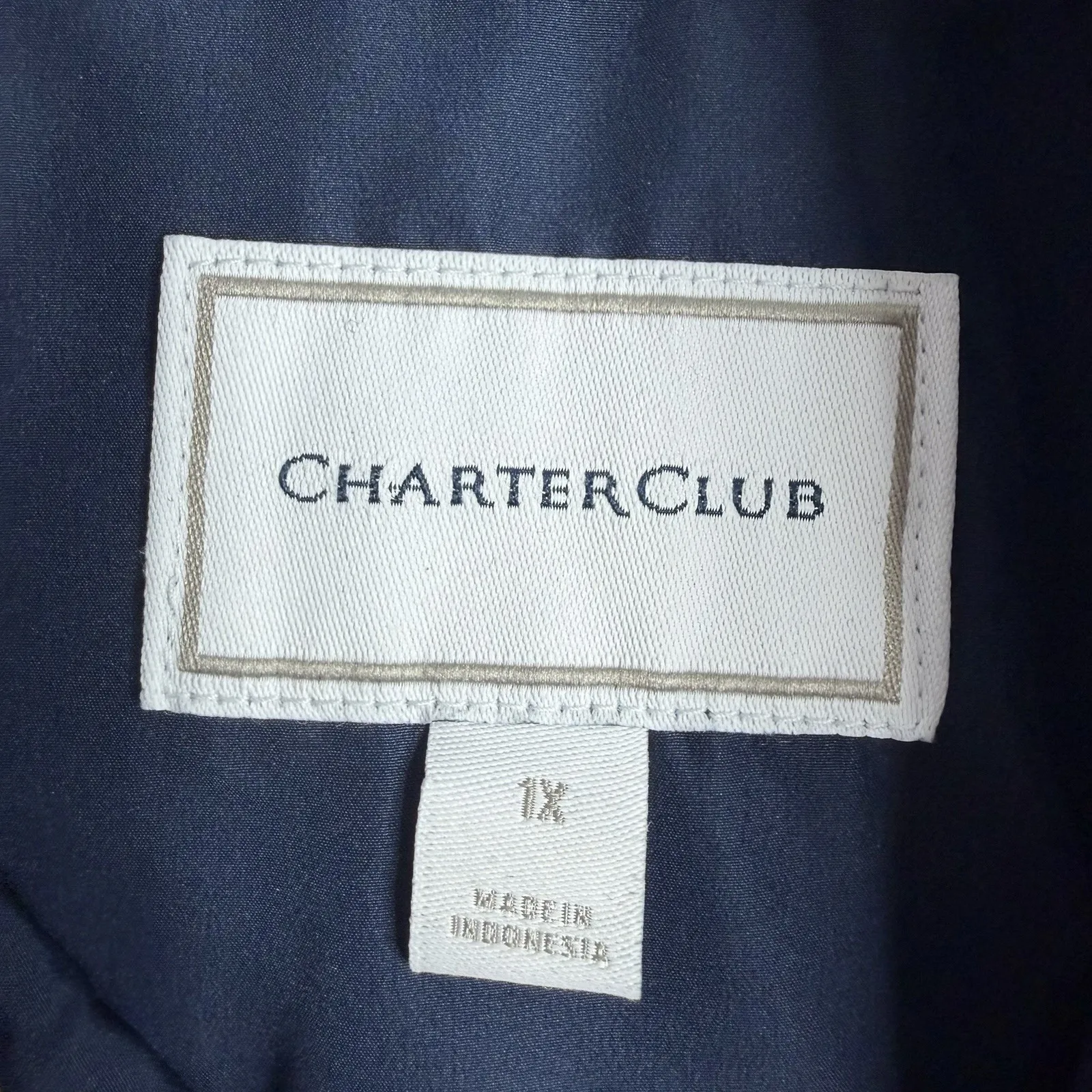 Charter Club Women's Contrast Trim Zip Front Quilted Vest Navy Pink 1X Pockets - Image 4