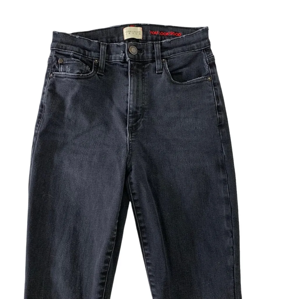 Alice Olivia Womens Jeans 25 Black High Rise Skinny Denim Designer Chic - Image 2