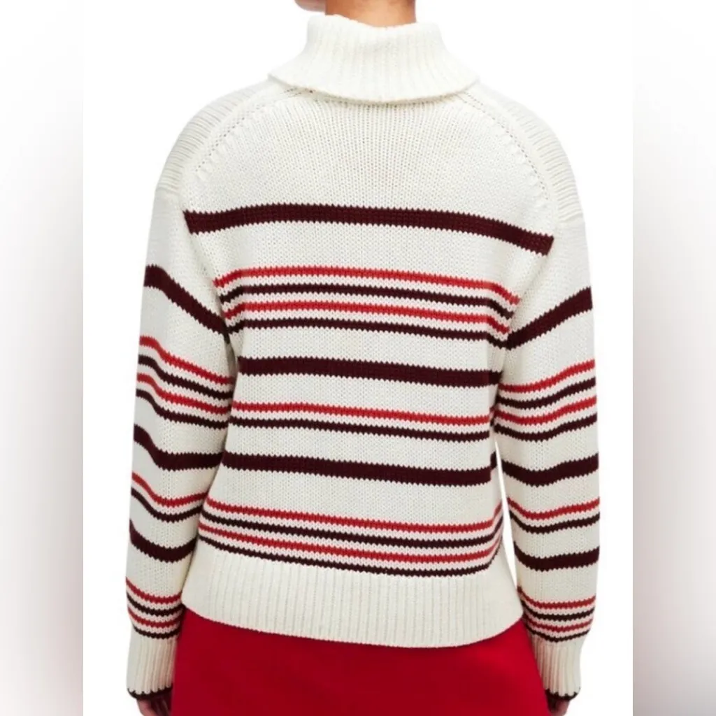 Madewell Ribbed 100%Cotton Turtleneck
Sweater in Stripe Size S - Image 2