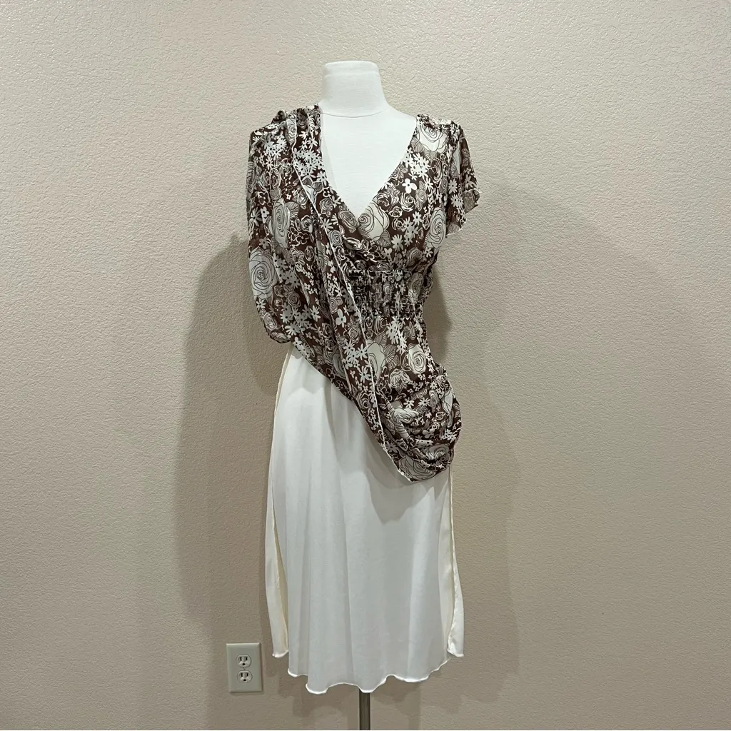 B Smart Brown Cream Floral Boho Dress Size 6 - Image 7