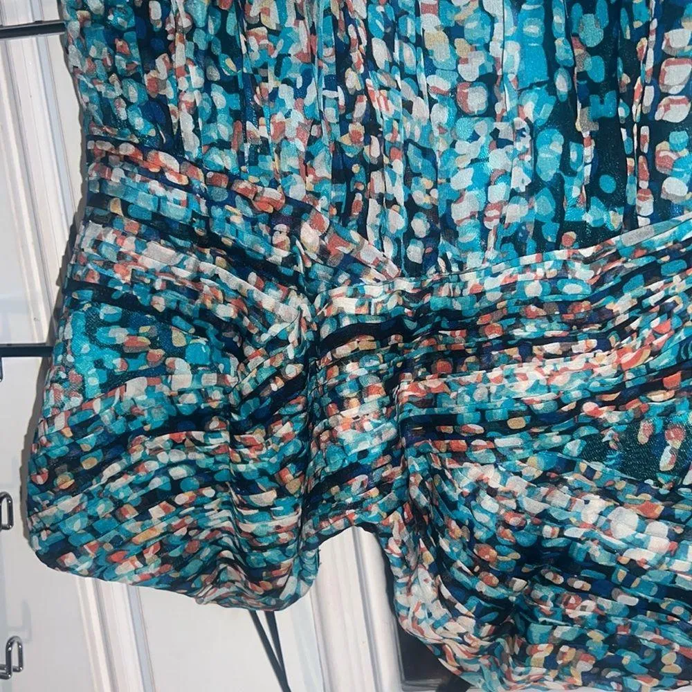 LAUNDRY by Shelli Segal Silk Maxi Gown Bermuda Blue Abstract Print Sz 0 NWOT - Image 6