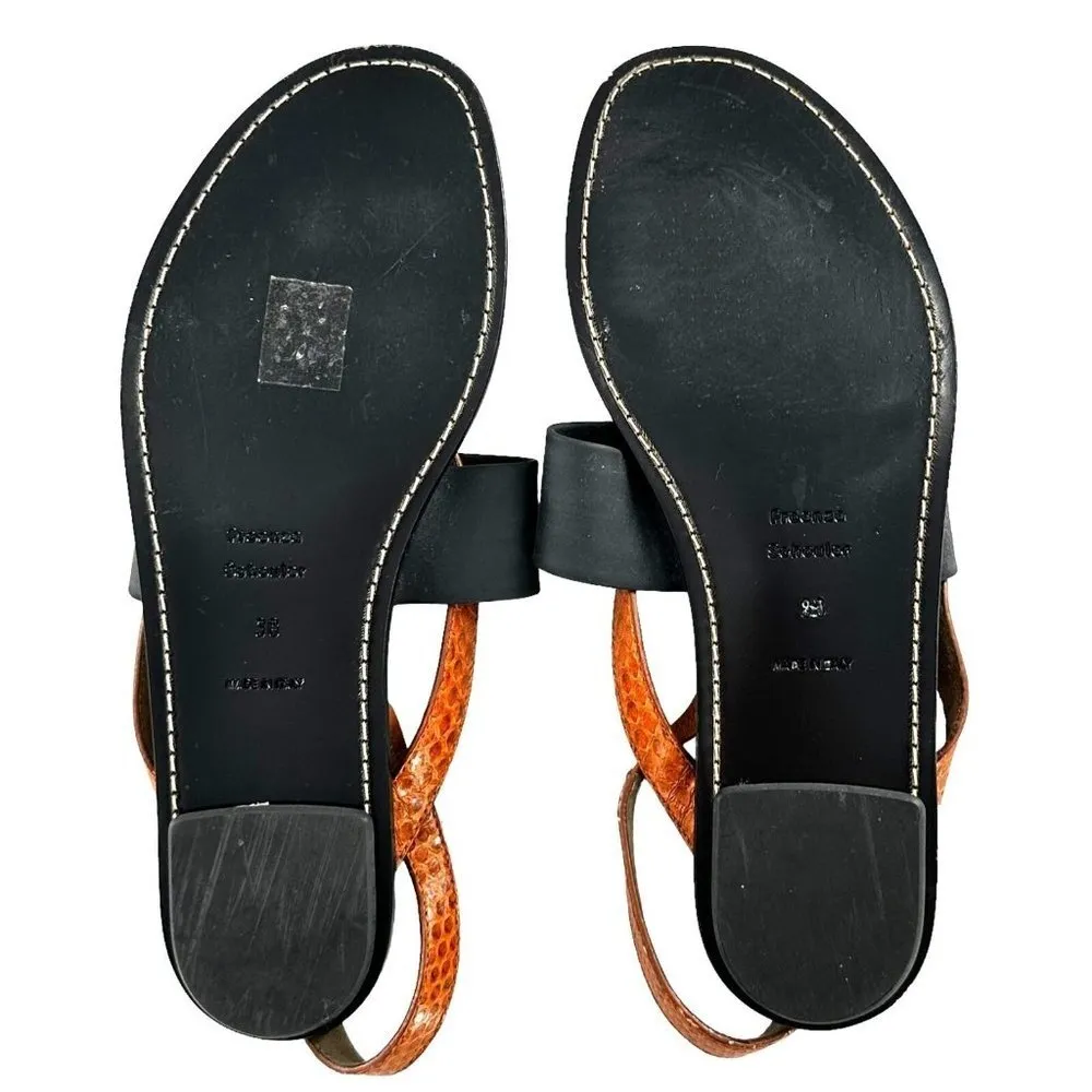 Proenza Schouler Black & Brown Leather Thong Flat Sandals Size 38 - Image 6