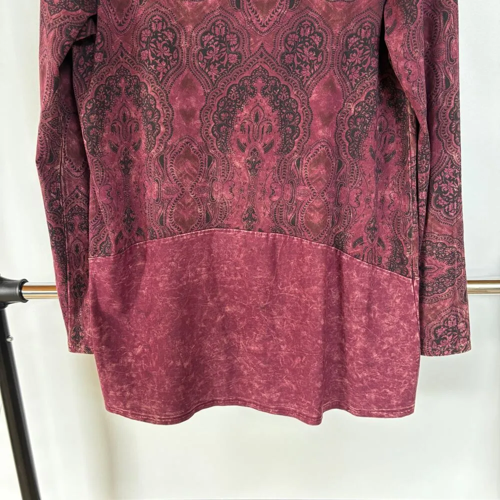 Boho Fairy Grunge Burgundy Red Faded Oversized Dyed Crewneck Shirt Small - Image 5