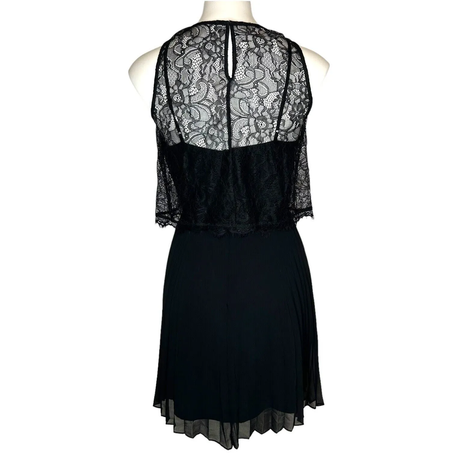 BCBGeneration Black Lace Popover‎ Accordion Pleated Dress Size 6 Small - Image 4