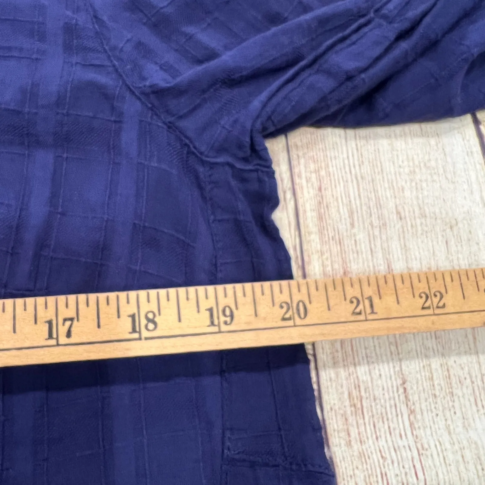 J Jill Blue Plaid Button Down Shirt Tunic Ruffle Hem Cotton Women's M - Image 6