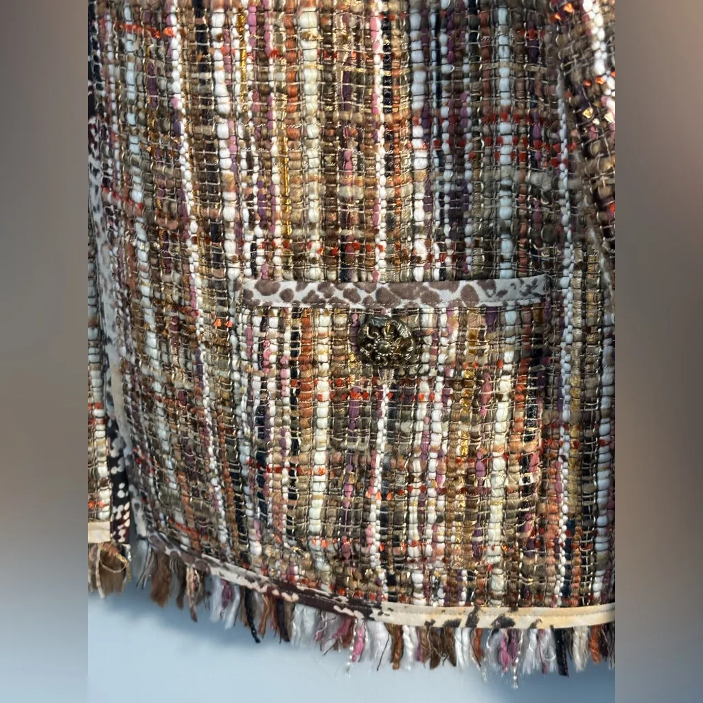 Chico’s Fringe Tweed Ida Jacket Size 2 / 12 Business Career Academia Preppy - Image 5