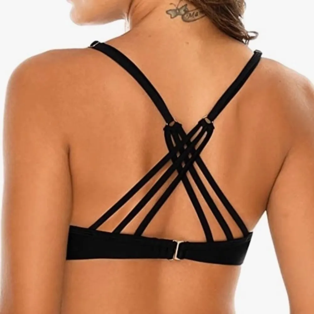 RELLECIGA BLK Push Up Bikini Top Twist Front Underwire Bathing Suit EUC XL #1254 - Image 5