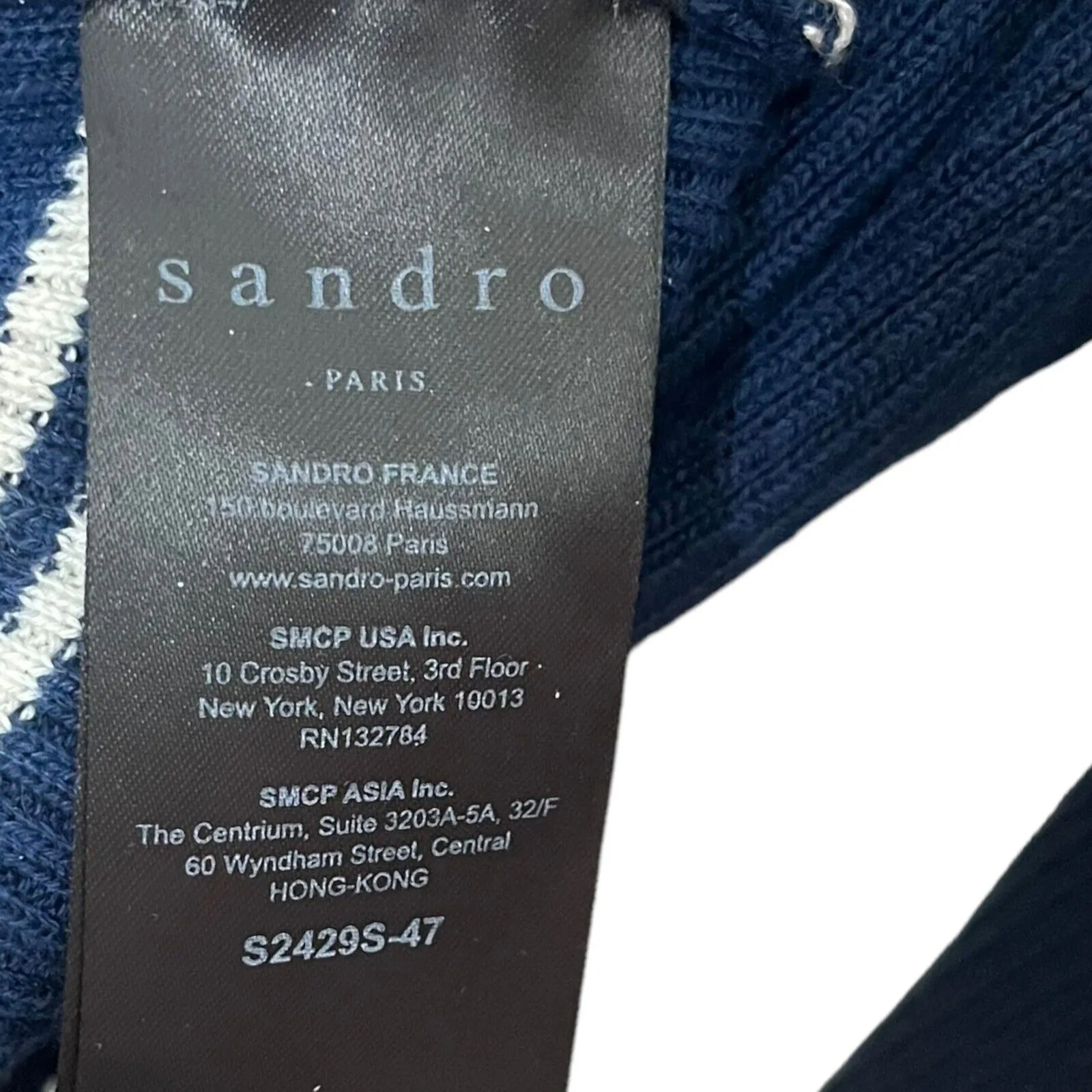 Sandro Paris Striped Wool Sweater Women’s Size Small Blue Crewneck Pullover - Image 7